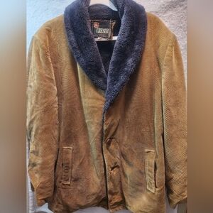Cresco Men's Vintage 1970s Brown Corduroy Faux Fur Lined Coat in size 42/LG